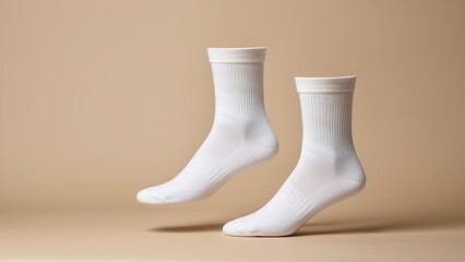 High-quality socks mockup displaying a folded pair with a basic, clean design. Perfect for apparel presentations or e-commerce product displays, ready for customization