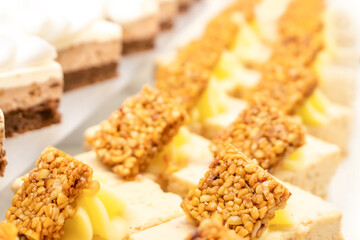 Pastries decorated with kozinaiki and cream