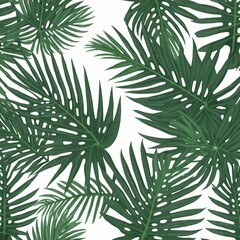 Tropical green palm leaf, with white background