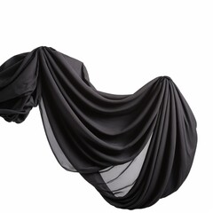 Naklejka premium Floating elegant black fabric with white background