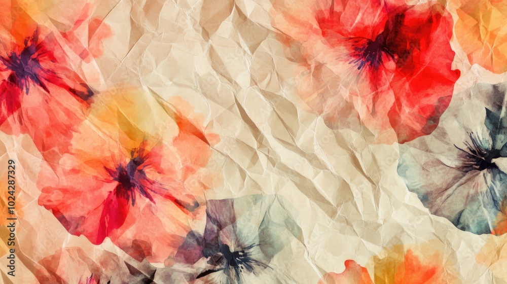 Poster artistic ethnic dyed pattern featuring crumpled paper texture and watercolor tie dye elements showca