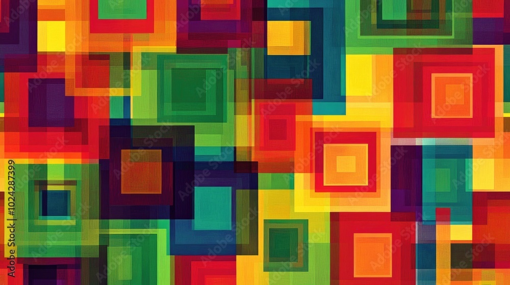 Poster Abstract vibrant background featuring a pattern of colorful squares and rectangles