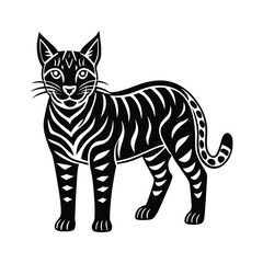 Minimalist line art icon bobcat animal logo symbol