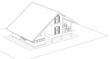 house architectural sketch 3d illustration	
