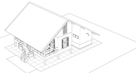 house architectural sketch 3d illustration	
