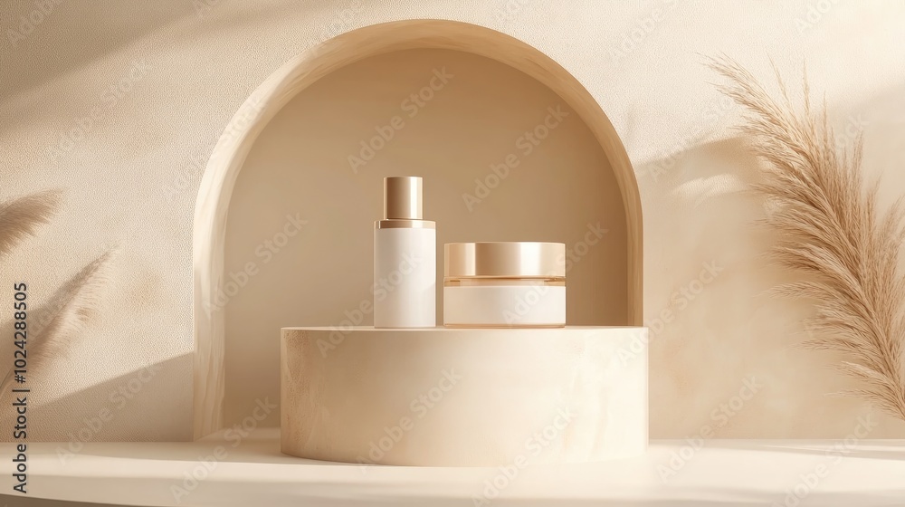 Poster 3d rendering of a neutral product background ideal for showcasing fashion and cream cosmetics elegan