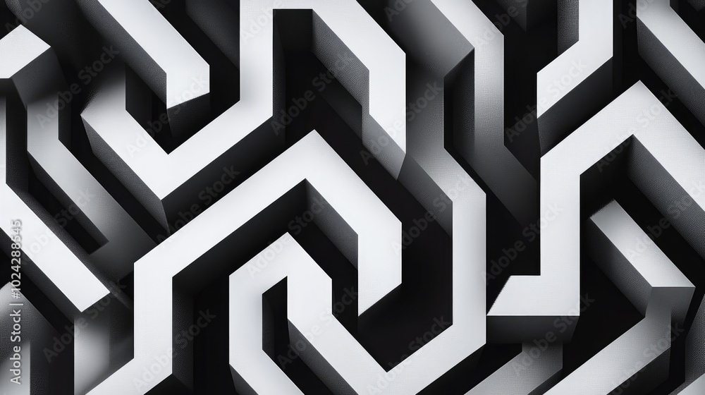 Poster abstract seamless optical illusion black and white background creative illusion with 3d depth ancien