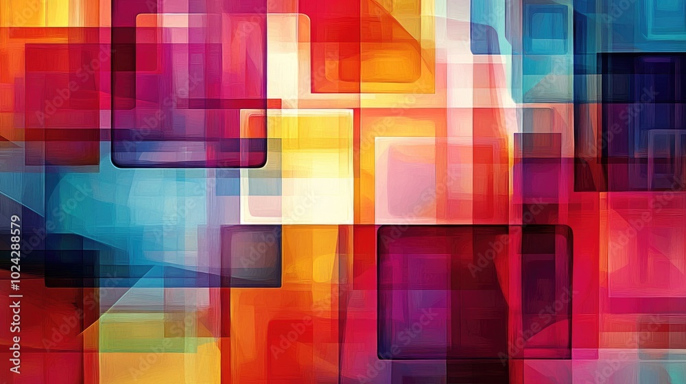 Poster Abstract vibrant background featuring a pattern of colorful squares and rectangles