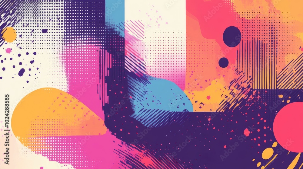 Aufkleber Abstract mural background featuring colorful geometric design elements and halftone graphic shapes in a vibrant line vector style Ideal for banners and creative projects