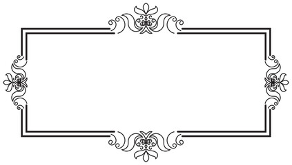 Vintage frame for decorating cards, black lines on a black background.