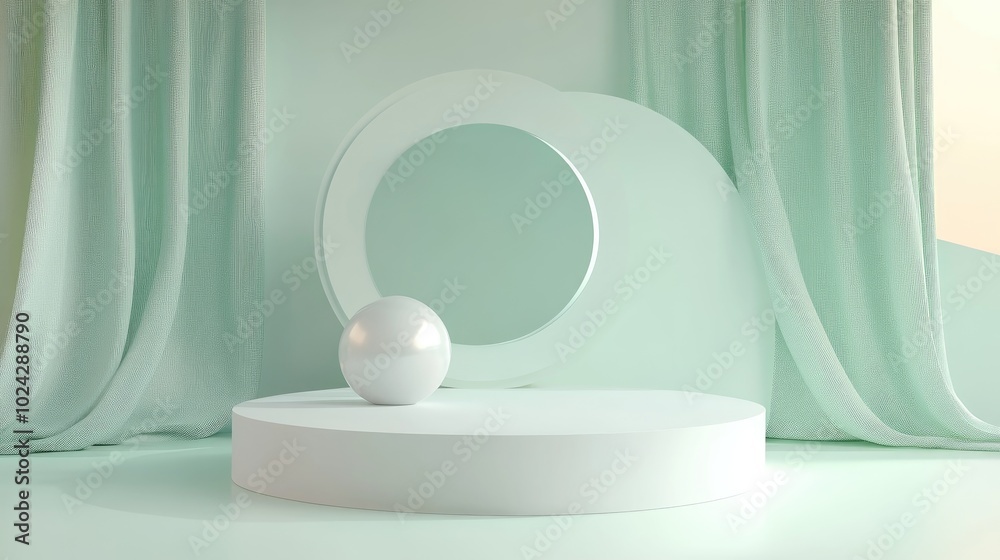 Poster abstract geometric shape in pastel colors minimal design for a cosmetic or product display podium 3d