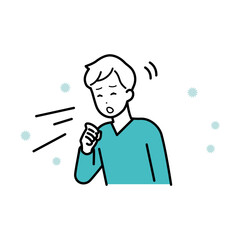 Illustration of man who coughs ill.