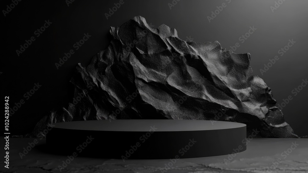 Poster Abstract branding background featuring a black podium designed for branding presentations 3D rendering illustration