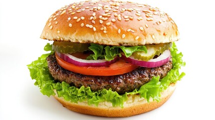 Black Pepper Burger on White Background