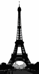 Obraz premium Black and White Eiffel Tower Silhouette