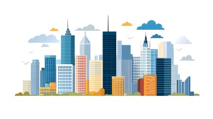 Obraz premium Breathtaking showcasing a dynamic urban cityscape filled with towering modern skyscrapers sleek architecture and a bustling metropolitan landscape