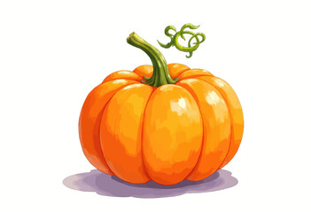 Obraz premium Bright Orange Pumpkin with Green Stem Illustration