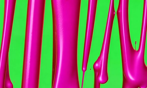 Magenta drips on green screen