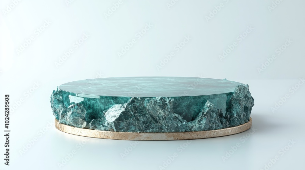 Aufkleber 3d render of an abstract podium on a white background pedestal made of gemstones for displaying prod