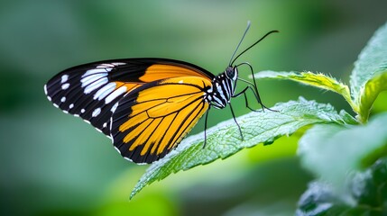 Fototapeta premium A mesmerizing closeup shot showcasing the intricate and captivating patterns adorning the delicate wings of a butterfly