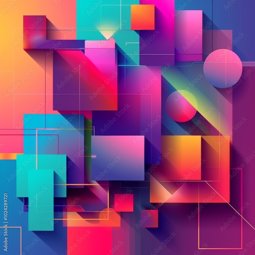 Poster Vibrant Abstract Geometric Background with Colorful Shapes