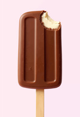 Obraz premium Creamy Chocolate Ice Cream Bar with Bite Mark