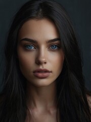 Obraz premium A close-up shot of a beauty model's makeup method