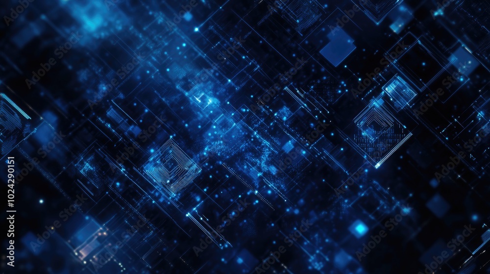 Poster Abstract dark blue geometric patterns creating a technology themed background ideal for concepts related to science fiction cyberspace big data and artificial intelligence