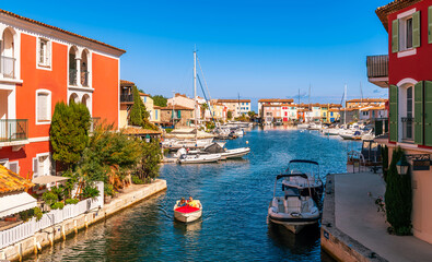Obraz premium Village on stilts of Port Grimaud, in the Var in Provence Alpes Côte d'Azur, France