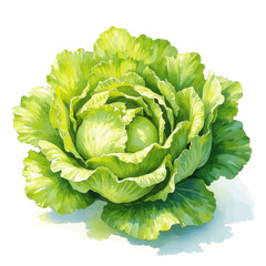 Obraz premium Fresh Head of Green Cabbage Illustration