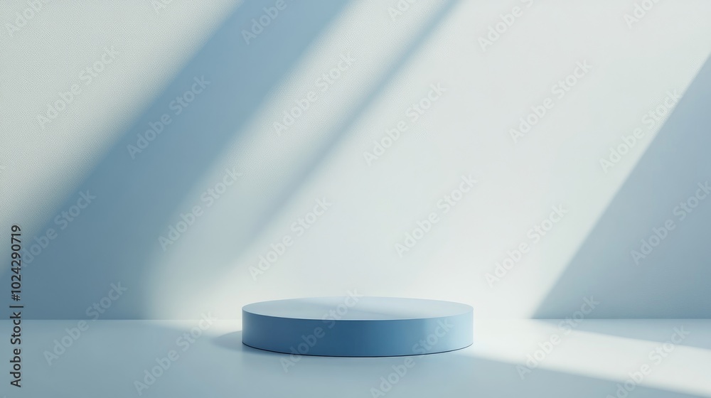 Poster 3d rendered abstract background featuring a blue podium on a white surface