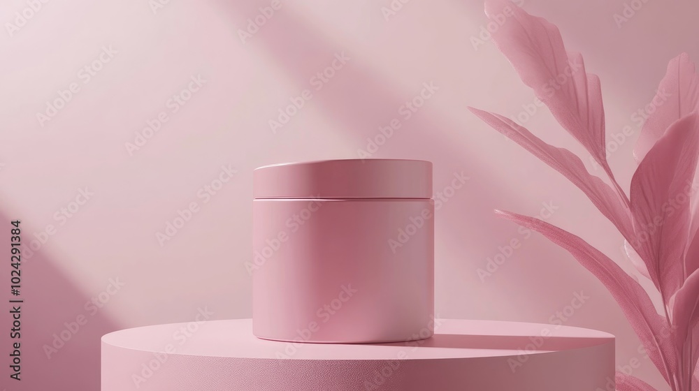 Poster 3d illustration featuring a pink cylindrical podium for showcasing cosmetic products mockup design w