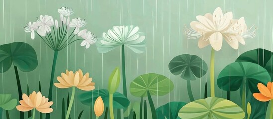 Agapanthus Flowers On A Rainy Day The Landscape Of The Japanese Rainy Season