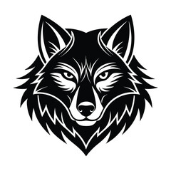 wolf head icon, wolf head vector icon, Black wolf head Silhouette logo vector icon on a white background. 