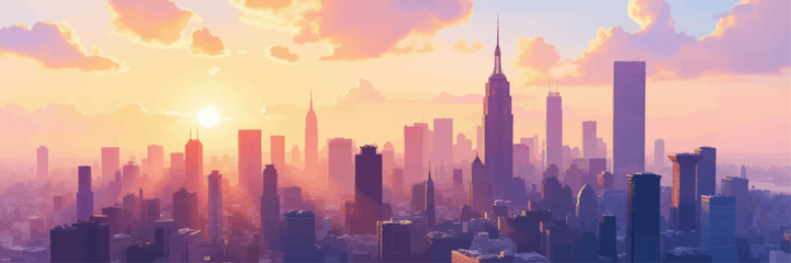 Fototapeta premium Skyline of New York City at Sunrise