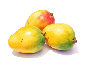 Three Ripe Mangos Clustered Together