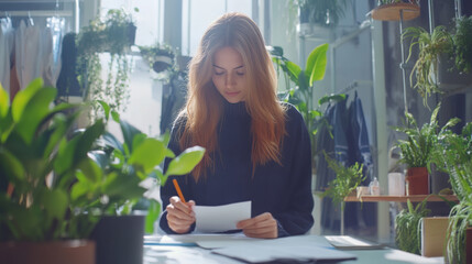 Sustainable Fashion Designer Sketching Collection Plans