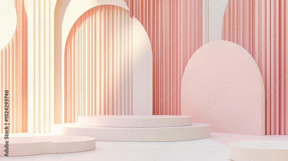 Aufkleber Abstract pastel geometric shapes background modern minimalist mockup for podium display or showcase 3D rendering
