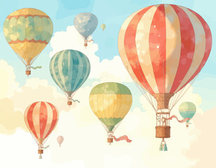 Obraz premium Whimsical Hot Air Balloons in Cloudy Sky