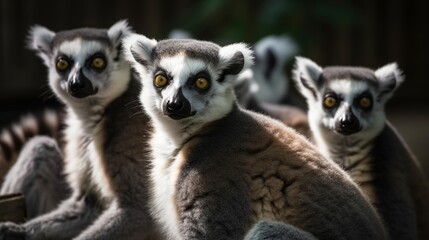 Obraz premium Curious Lemurs Looking at the Camera