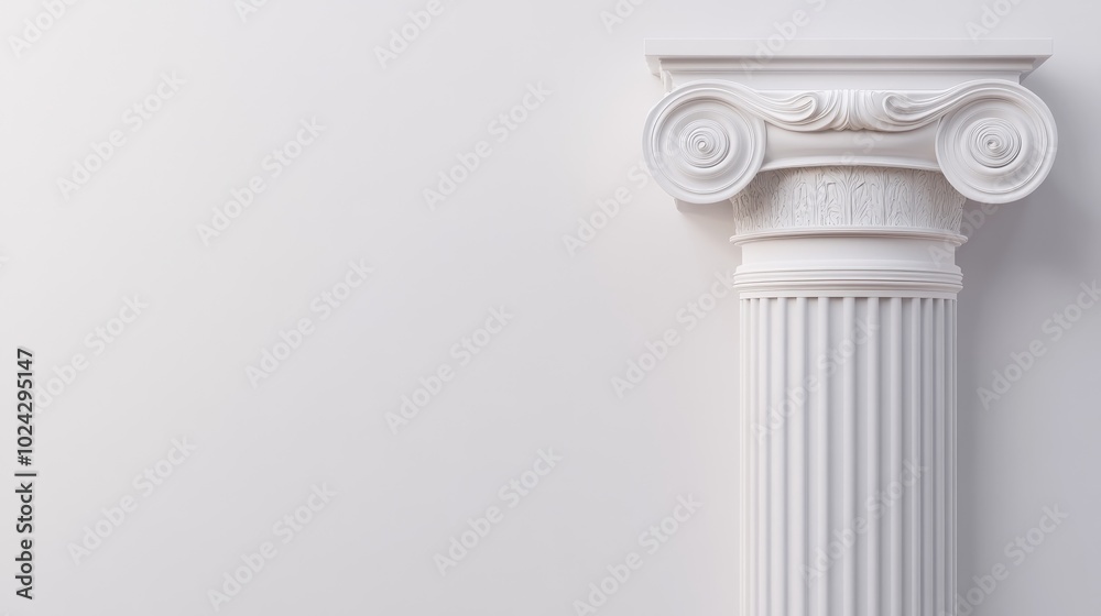 Poster 3d rendered illustration featuring a roman column on a white background for product branding present