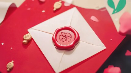 Classic envelope seal with wax stamp symbolizes letter security concept Super macro shot highlights focus on the wax seal