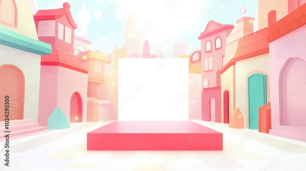 Poster abstract white light box background with rooftop setting