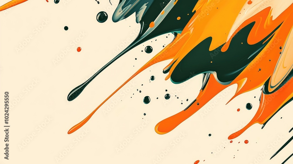 Poster abstract olive green and orange swirl explosion art background colorful abstract background with pai