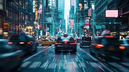 Fototapeta premium AI搭載タクシーが自動運転するイメージ画像