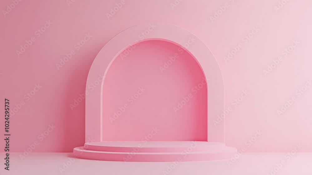 Aufkleber Abstract pink geometric background modern minimalist mockup for podium display or showcase 3D rendering