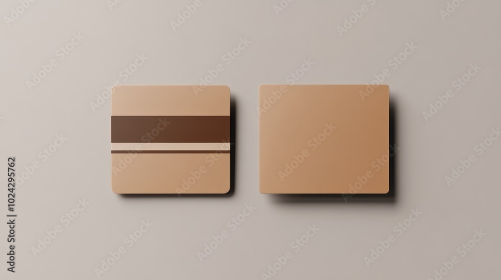 Poster Blank credit card mockup displaying front and back on a neutral background in realistic 3D rendering Rounded corners template for business card design
