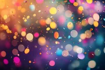 Naklejka premium Abstract Background with Confetti and Bokeh Lights