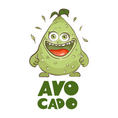 Avocado cartoon character. Vector illustration.