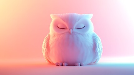 Owl shape filled entirely with a single solid color, rounded head and curved wings, set against a soft pastel background. Smooth curves, no gradients, flat design, hd quality, modern minimalist style.